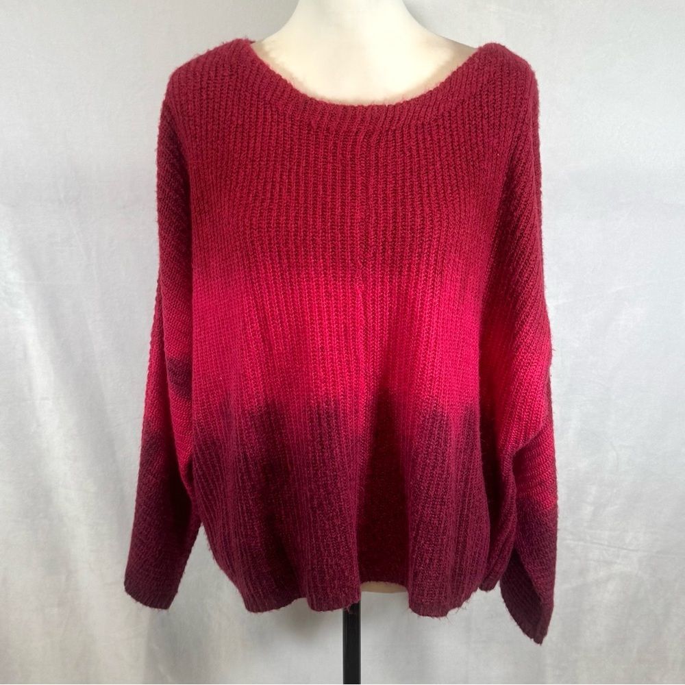 True Craft red pink purple ombré oversized sweater size medium